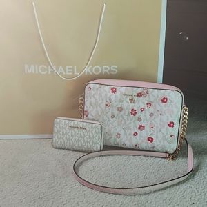 Michael Kors Floral Crossbody and Wallet Bundle